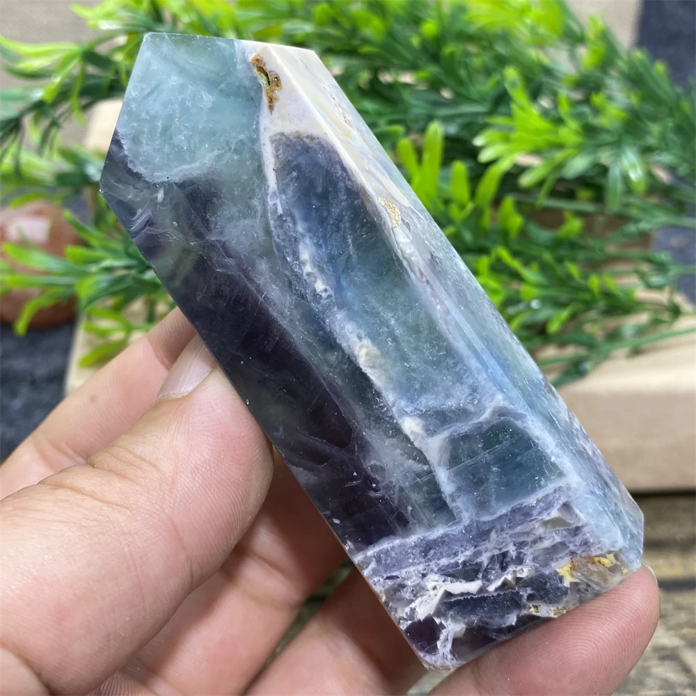 Polychrome Fluorite Natural Crystal Wand Stone Green Purple Mineral Geode Tower Reiki Meditation Energy Home Decor For Room