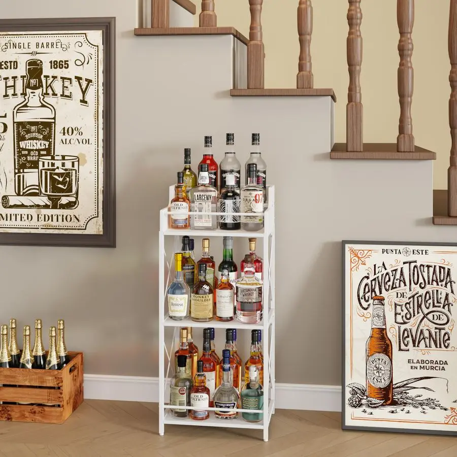 

Liquor Bottle Display Shelf, Liquor Cabinet bar for Home, 4 Step Liquor cabinetck, Mini bar,Liquor Cabinet, Home Retro Bar Shelf