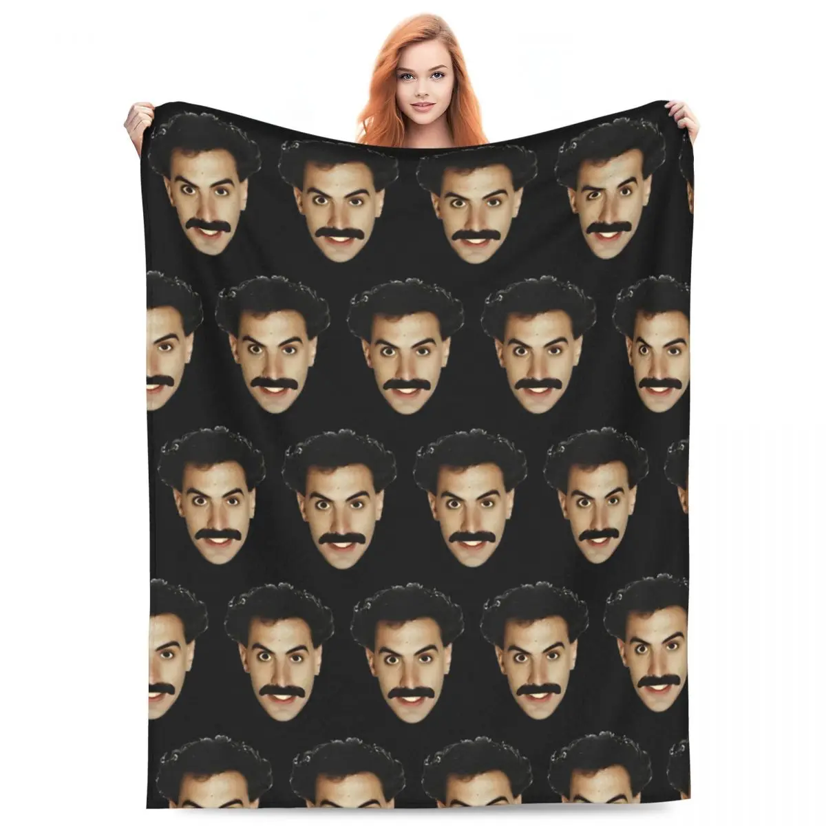 Funny Borat Head Blanket Velvet Textile Decor Very Nice Comfortable Super Soft Throw Blankets for Bed Travel Rug Piece