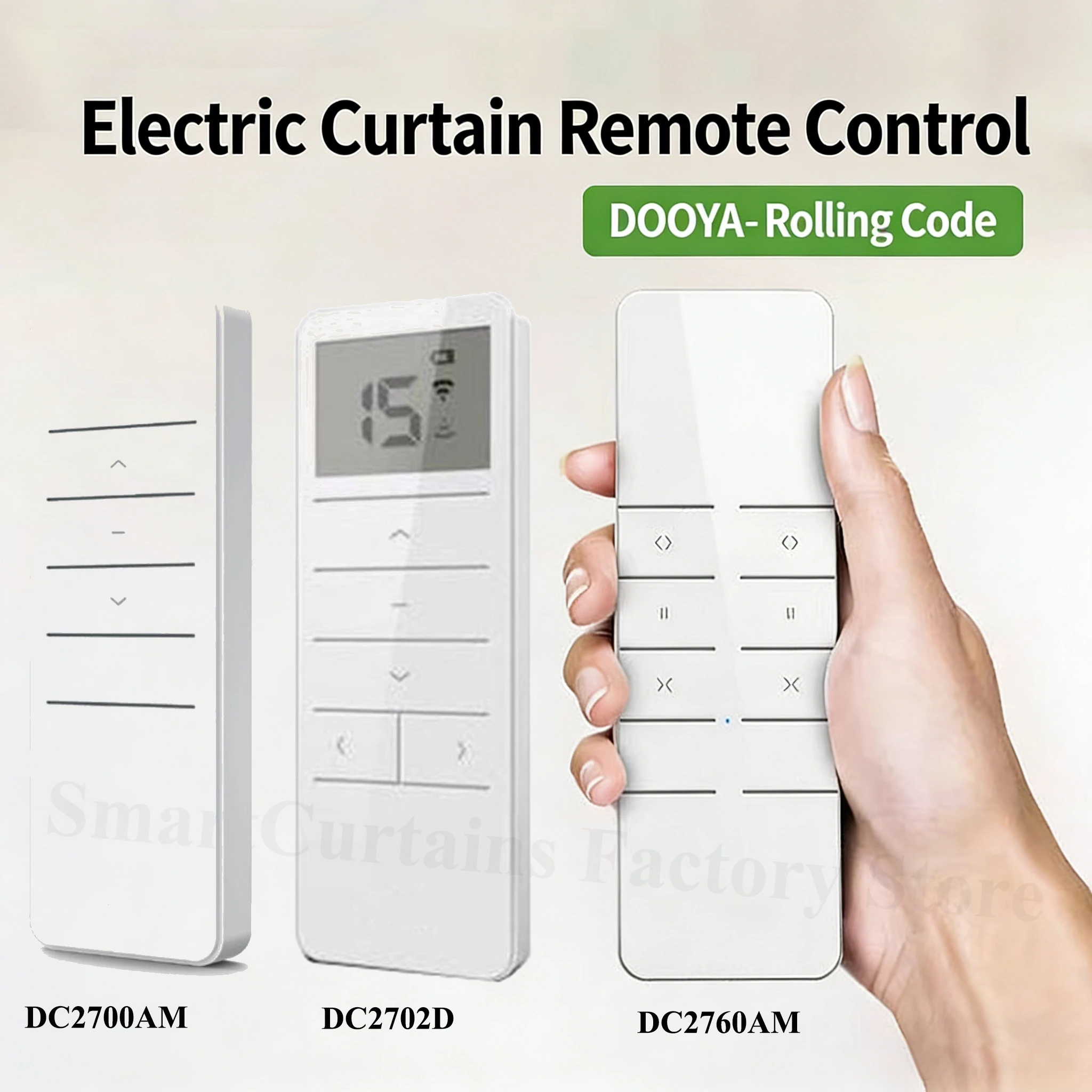 Dooya Rolling Code DC2700AM DC2760AM DC2702D 1/2/15 Channel Remote Controller for Dooya Electric RF433 Tubular Curtain Motor