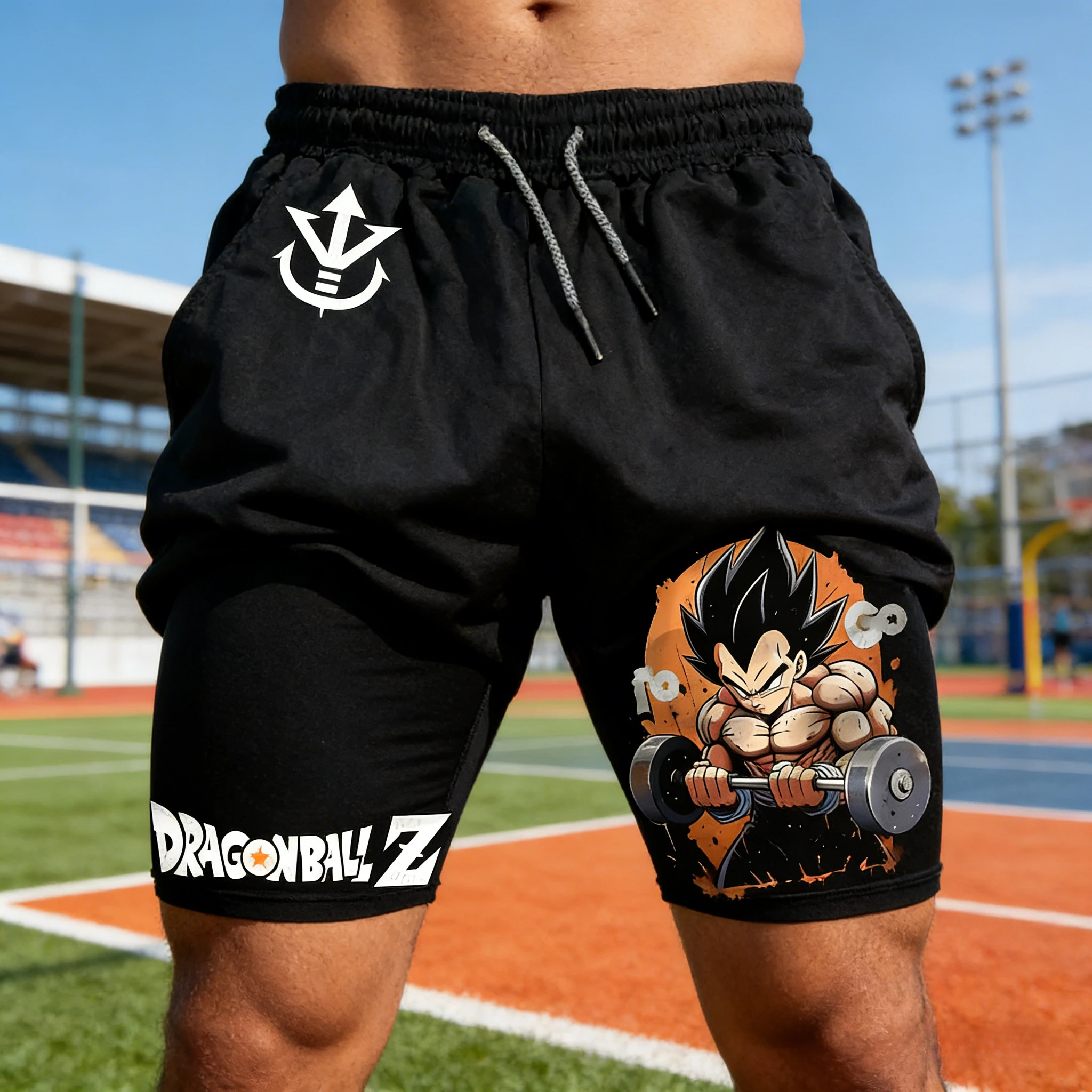 

Летние спортивные шорты Vegeta Dragon Ball 2026 для мужчин и женщин, двухслойные, имитация двух частей, свободные, для фитнеса, тренировок и бега, повседневные брюки