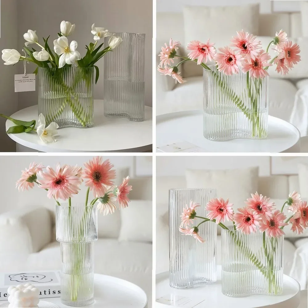 Vase Ornaments  Living Room Flower Arrangement  Glass Transparent Aquaculture  Flowers  Bedroom Light Luxury