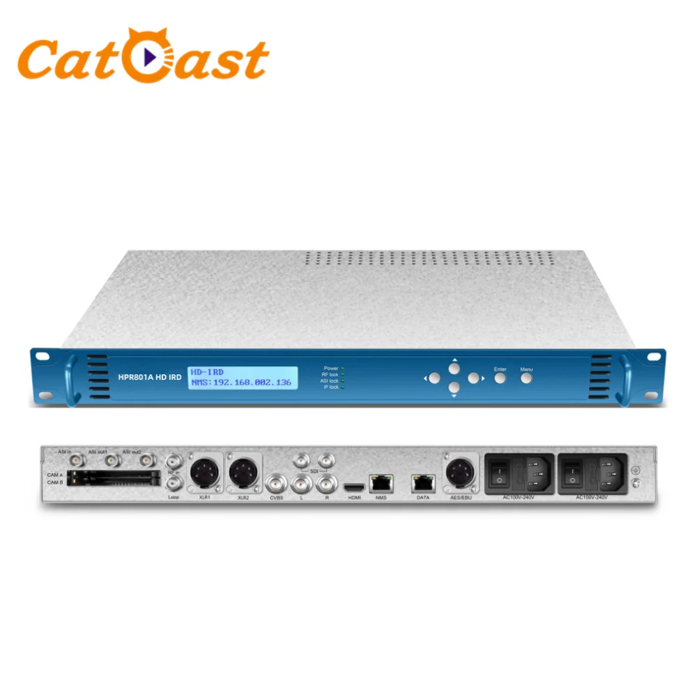 Decoder with 1*HD MI/SDI/CVBS Output,Dual Audio Output,2*XLR/2*AES/EBU Output DVB-S/S2/S2X,DVB-T/T2,DVB-C Input