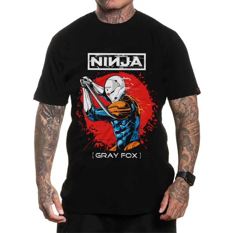 

GRAY FOX NINJIA Metal Gear Solid Kojima videogame Gift t shirt 100% cotton MGS printed Graphic clothes All size tops S-6XL