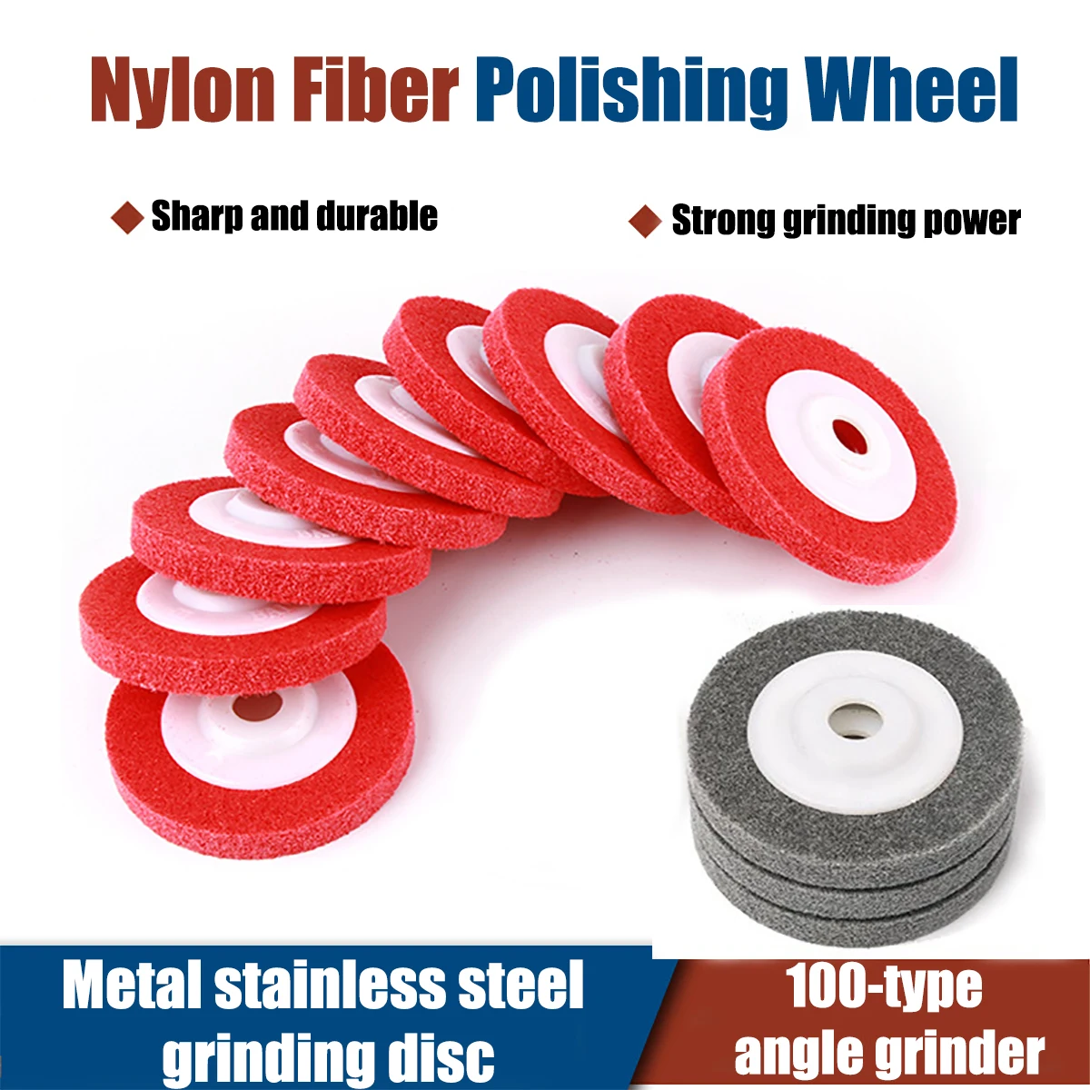 

100mm 4 inch Fiber Grinding Wheel Nylon Fiber Polishing Disc Angle Grinder Grinding Tool for Metal Ceramic Glass Polishing