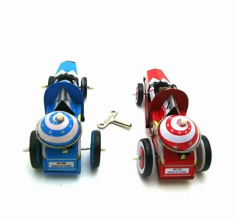 [Funny] Adult Collection Retro Wind up toy Metal Tin F1 racing racer sports car Clockwork toy figures model vintage toy gift