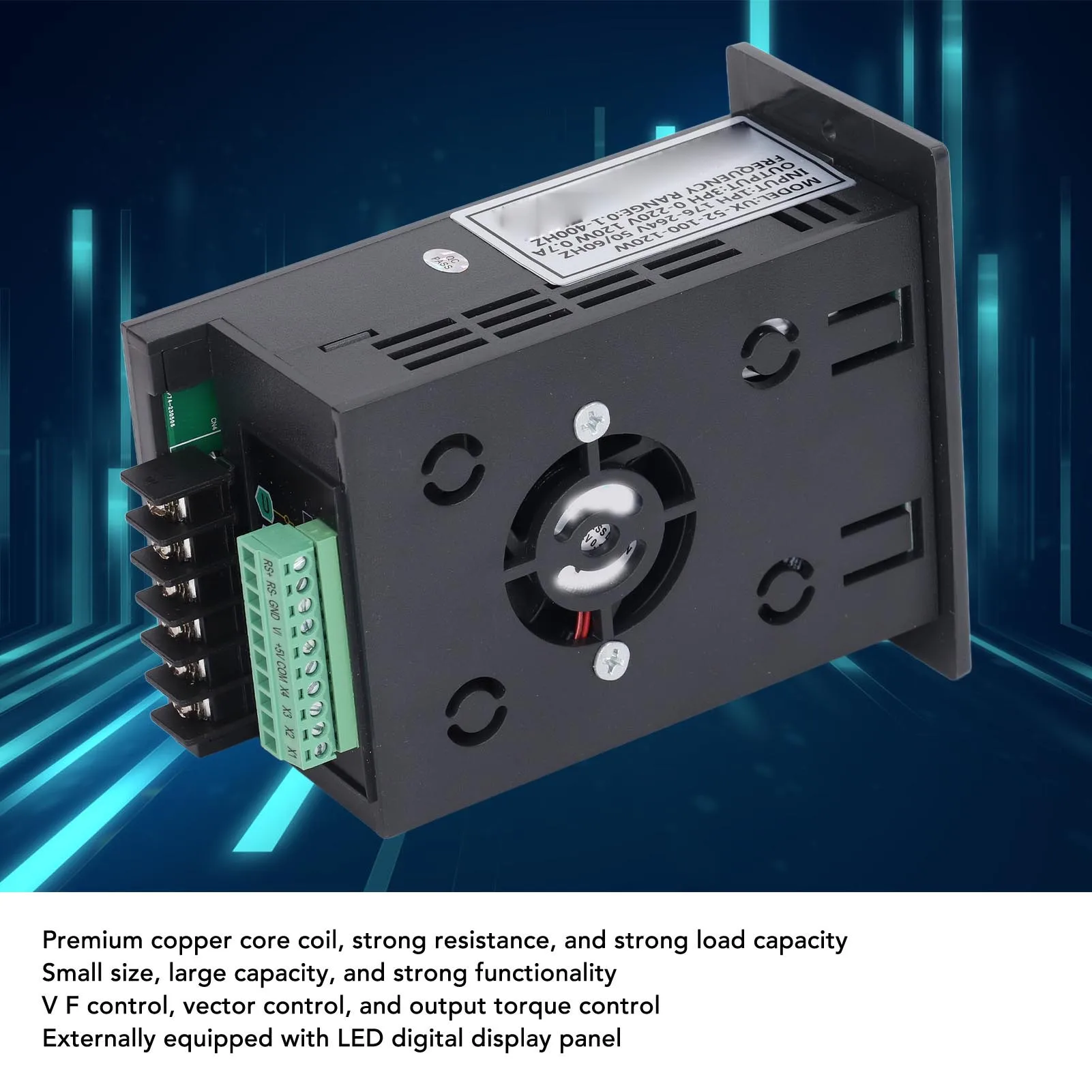 Mini Motor Inverter 1PH 176‑264V Input 3PH 0‑220V Output Motor Frequency Converter for Fans Water Pumps