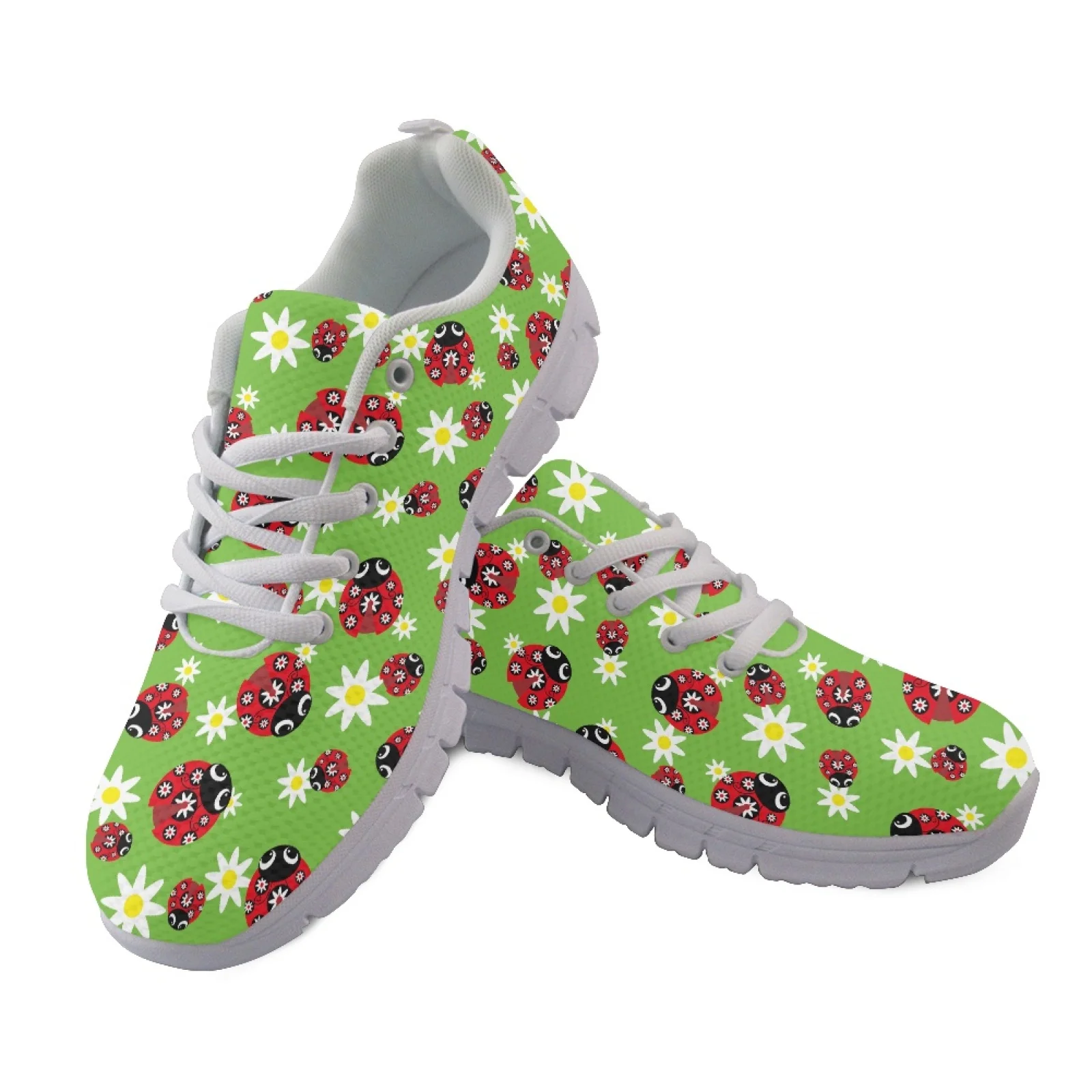 Coloranimal Ladybug Daisy Lace Up Training Athletic Shoes Women Running Shoes Sport Running Shoes for Womens Lady
