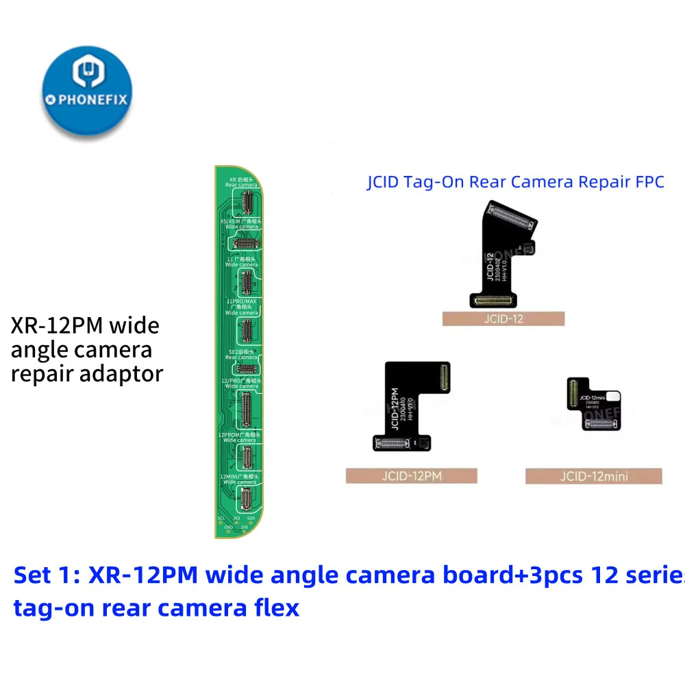 JCID Tag-On Camera Non-Removal Repair FPC Flex For iPhone 12-15 Pro Max Camera Repair Cable Without Soldering Pop-up issues Fix