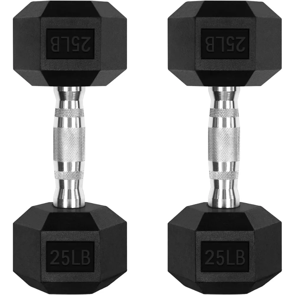 5-300LBS Rubber Encased Hex Dumbbell Sets with Optional Rack for Home Gym, Coated Hand Weights for Strength Training, Workouts