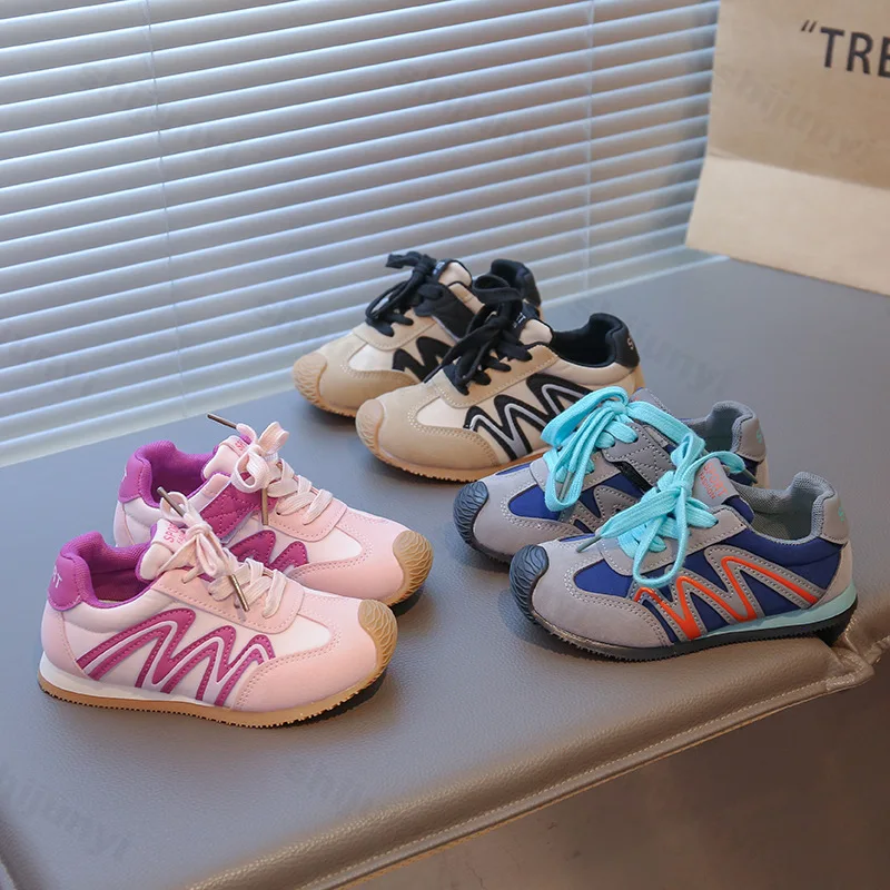 

Children Sneakers Autumn New Soft Sole Lightweight Non Slip Girls Running Shoes Fashion Cross Tied Comfortable Boys Casual Shoes