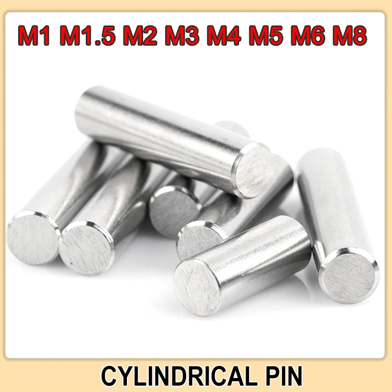 Cylindrical Pin M1 M1.5 M2 M2.5 M3 M4 M5 M6 M8 Fastener Solid Dowle Pin 304 Stainless Steel GB119 Locating Dowel