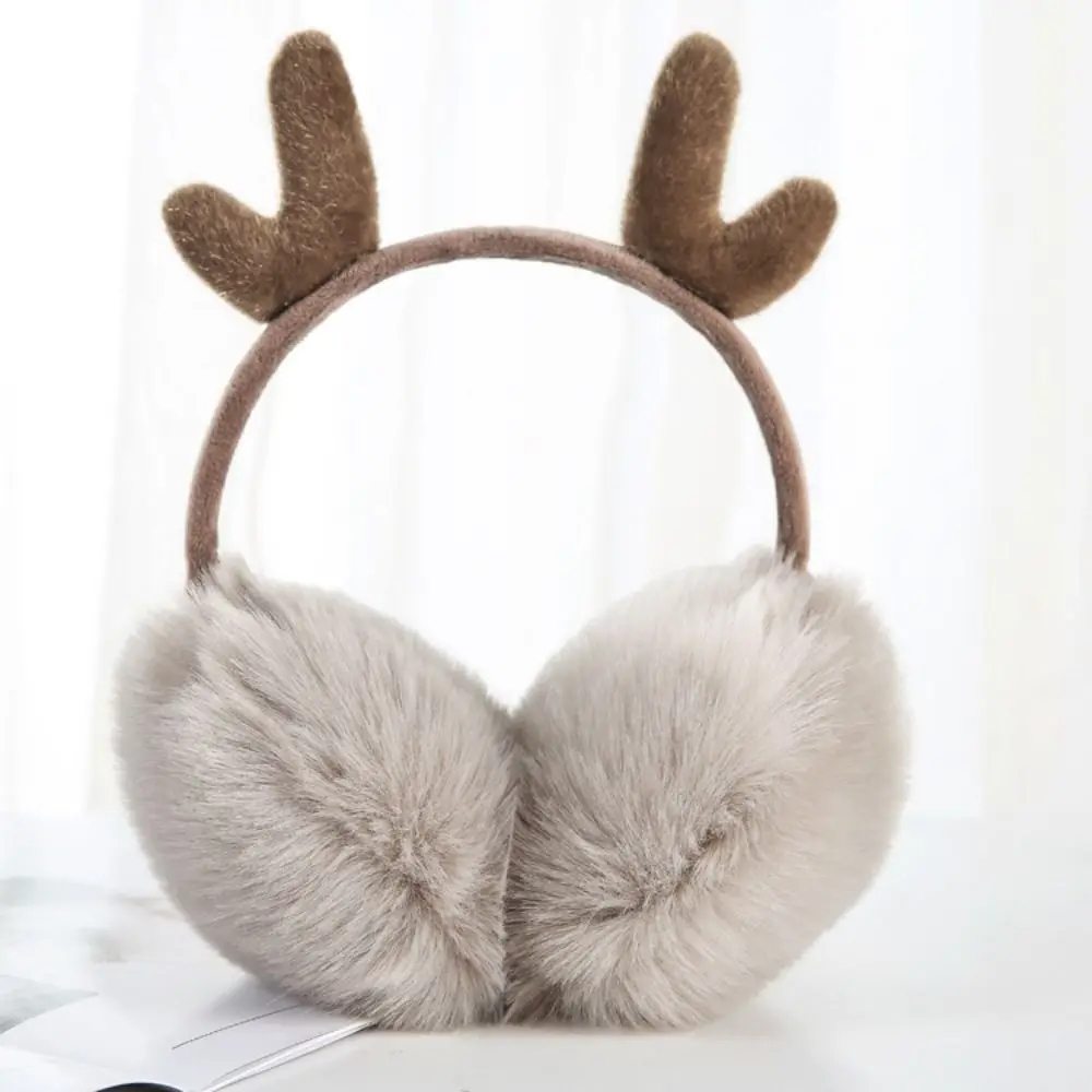 New Faux Rabbit Fur Elk Horn Earmuffs Solid Color Ear Cover Plush Ear Warmer Soft Ear-Muffs Unisex Adult Earflap Women Men