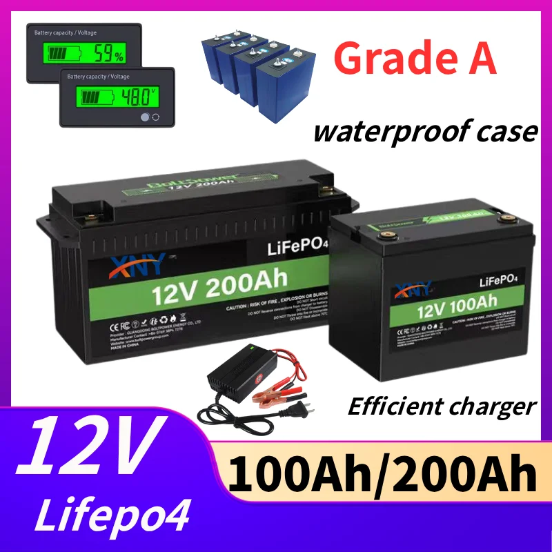 

HYL Batterie au Lithium fer Phosphate 12 volts 100Ah avec compteur LED, batterie LiFePO4, durée de vie de 10 ans, Protection bas