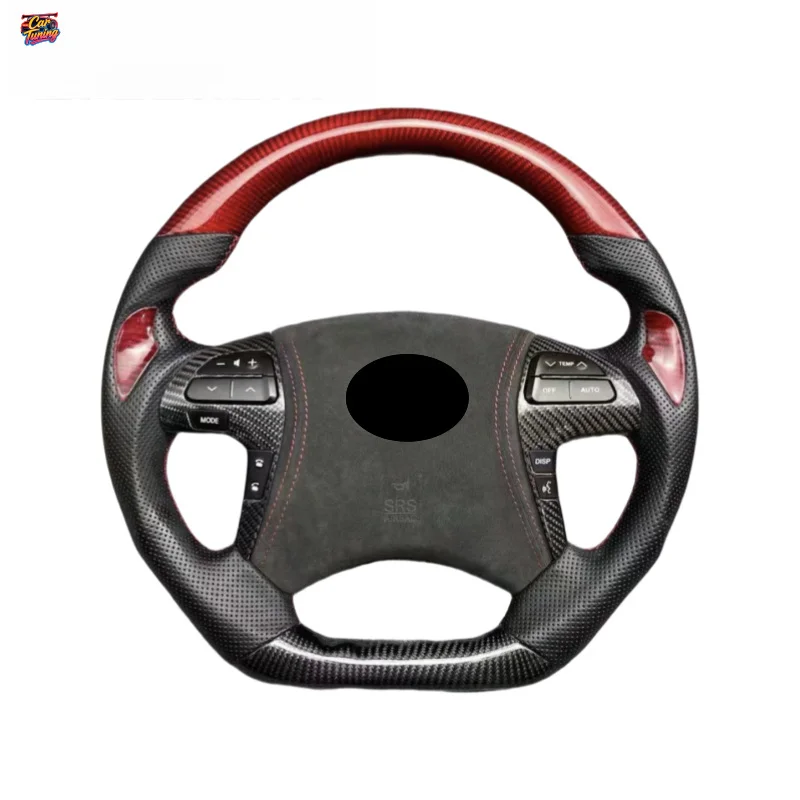 for Camry 6th Gen  Highlander RACING 3-Spoke Flat Bottomed Carbon Fiber Leather Steering Wheel Modification & Upgrade