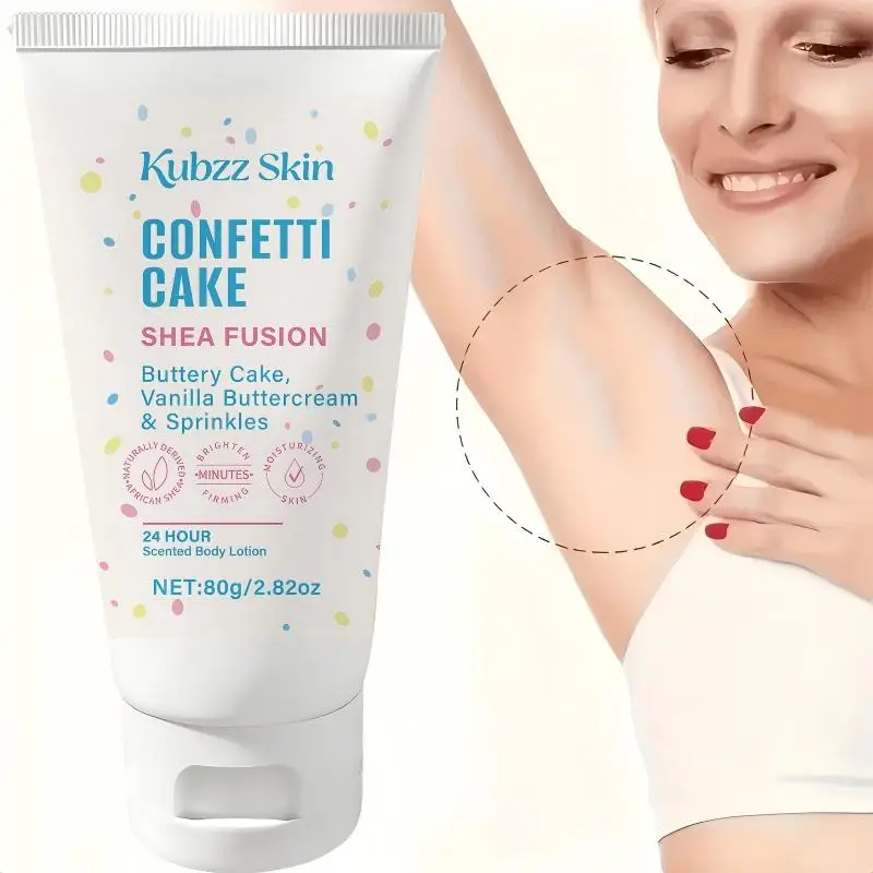 Shea Butter Fusion Confetti Cake Body Firming Cream, Moisturizing and Nourishing Firming Skin with a Fresh Scent. Helps Reduce Wrinkles on the Abdomen and Thighs, Leaving Skin Smooth and Soft. With a Non-Greasy Texture and Lightweight Formula, the Confetti Cake Ritual - 24Hr Sweet Escapism