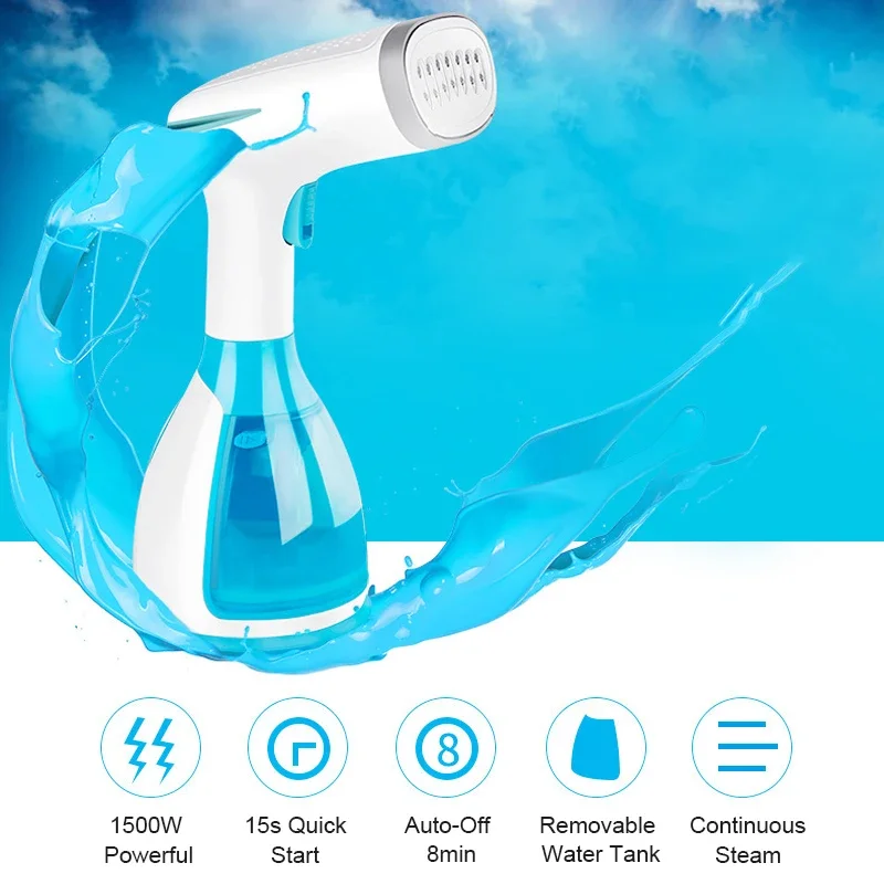 220V Hand Garment Iron Steamer for Clothes 1500W Powerful 280ml Portable Fabric Steamer Travelling Home Steam Generator