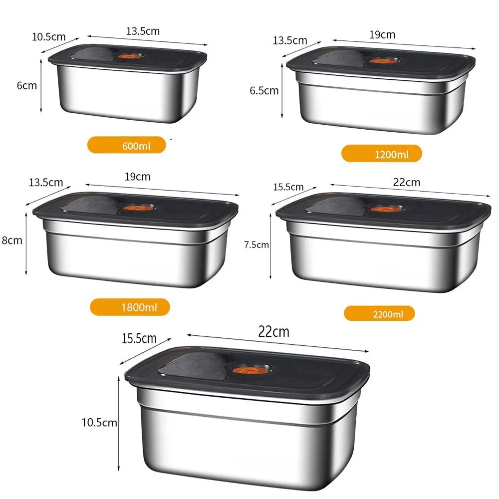 Stainless Steel Camping Lunch Box Leak-proof Microwave Suitable Bento Box Sealed Large Capacity Refrigerator Freezer Storage Box view 6