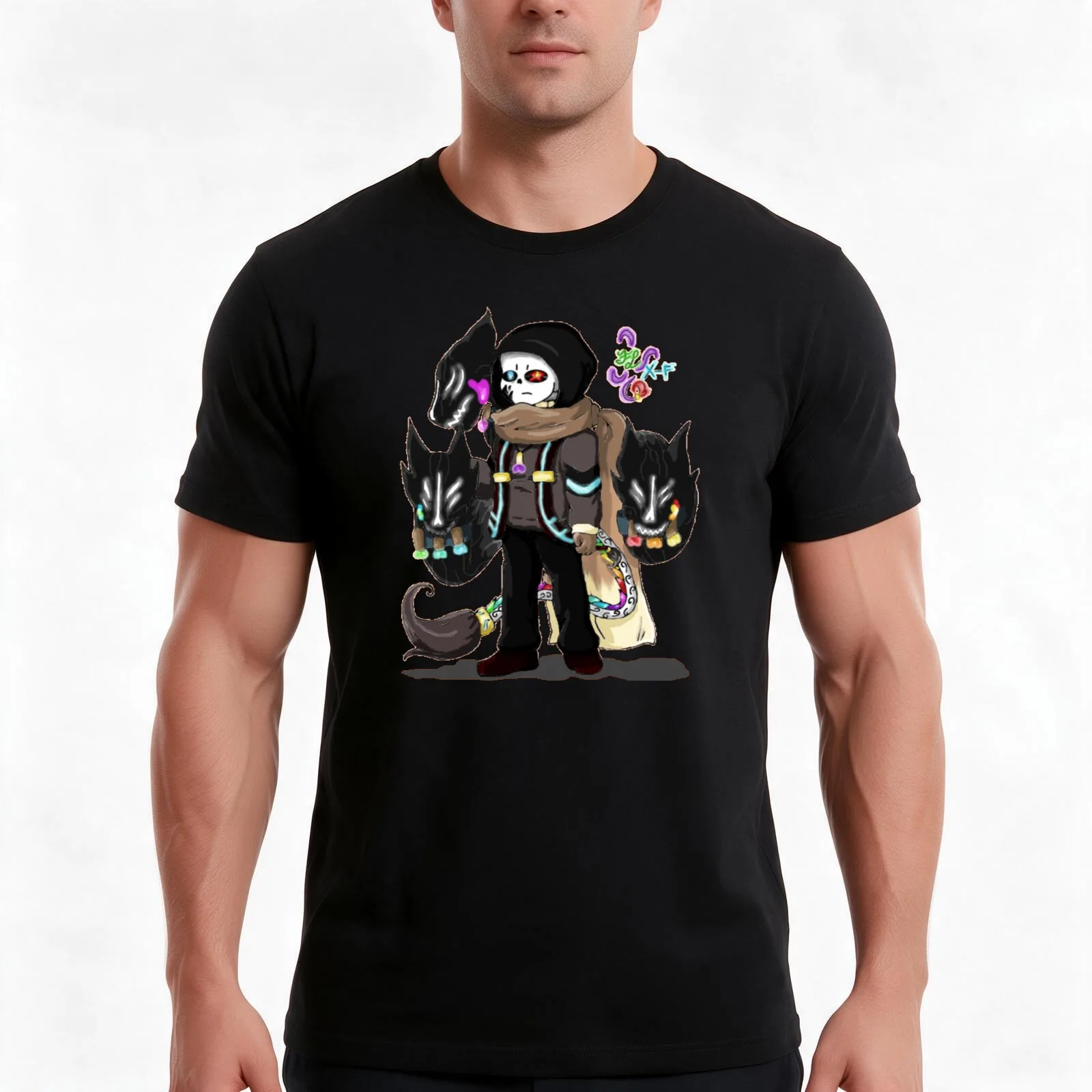 Ghoul Ink Sans or Ghoul Ink Dragon Sans fusion T-Shirt Summer Casual Cotton Tee Oversized Streetwear Tops Unisex Men Women