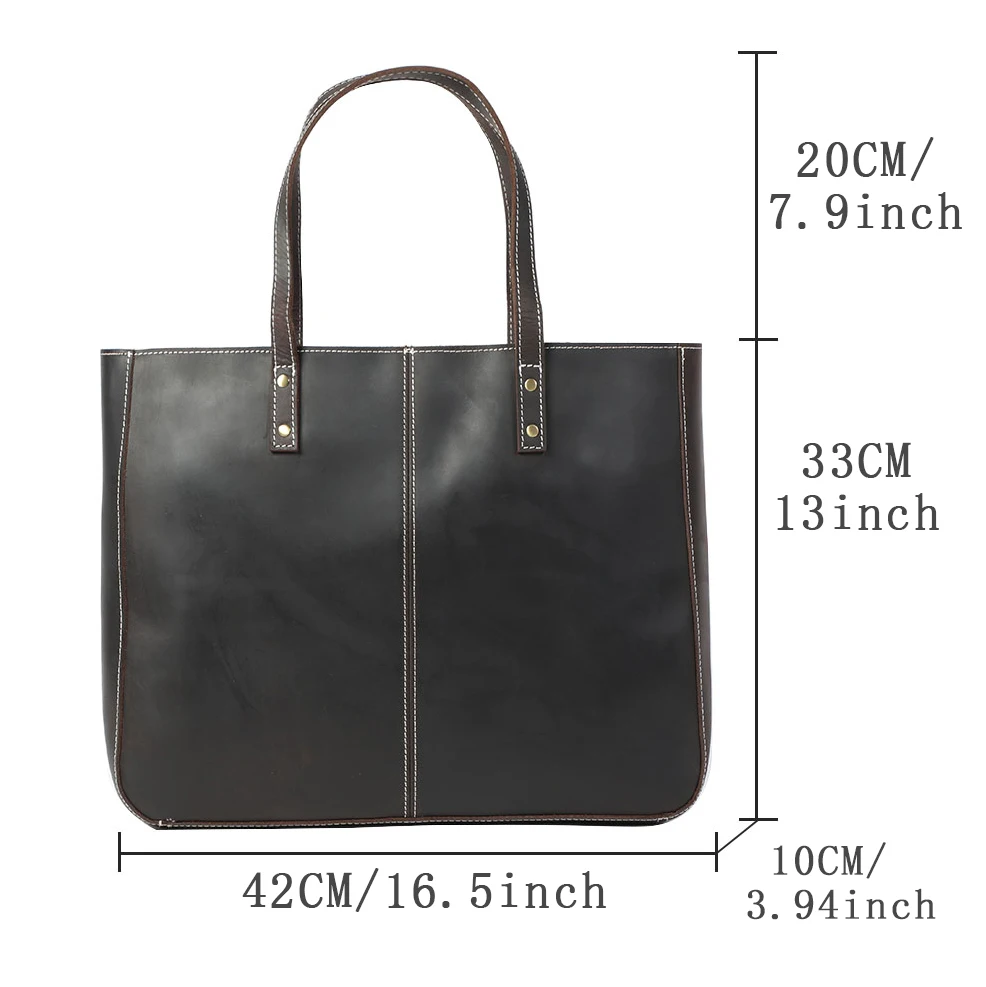 S.WORKER Vollnarbenleder Vintage Schultertasche Große Kapazität Echtleder Laptop-Einkaufstaschen für Frauen – Detail 3