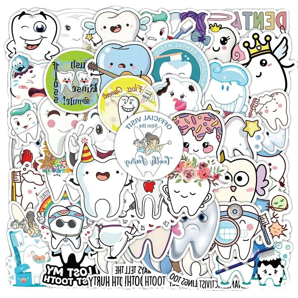50PCS new cute teeth stickers graffiti cartoon mobile phone iPad computer luggage guitar car toy wall stickers decoration