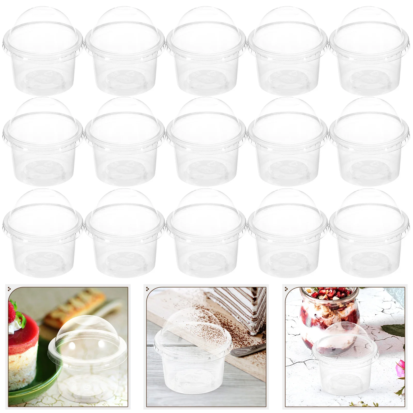 

100Pcs Plastic Pudding Cups Disposable Dessert Bowls for Ice Cream Cake Jelly Yogurt Cold Soup Bakery Takeout Party Catering