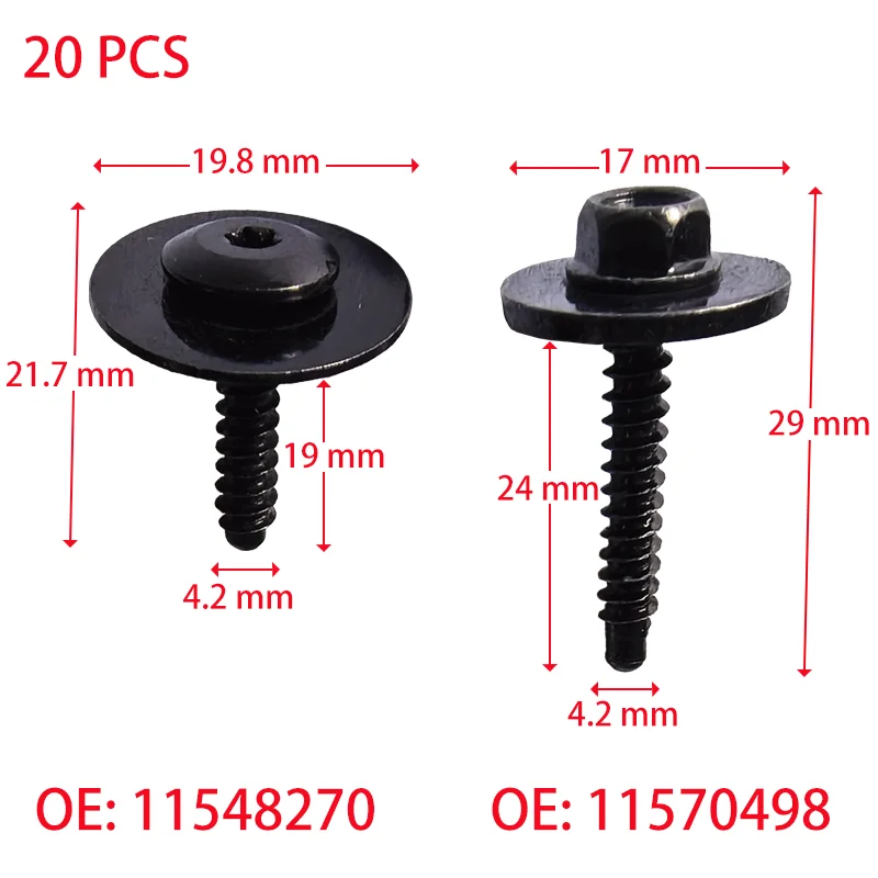 20 PCS 11548270 11570498 Multi-purpose Bolt Splash Shield & Fender Liner Screw For 2010-on Buick Cadillac Chevy Gmc