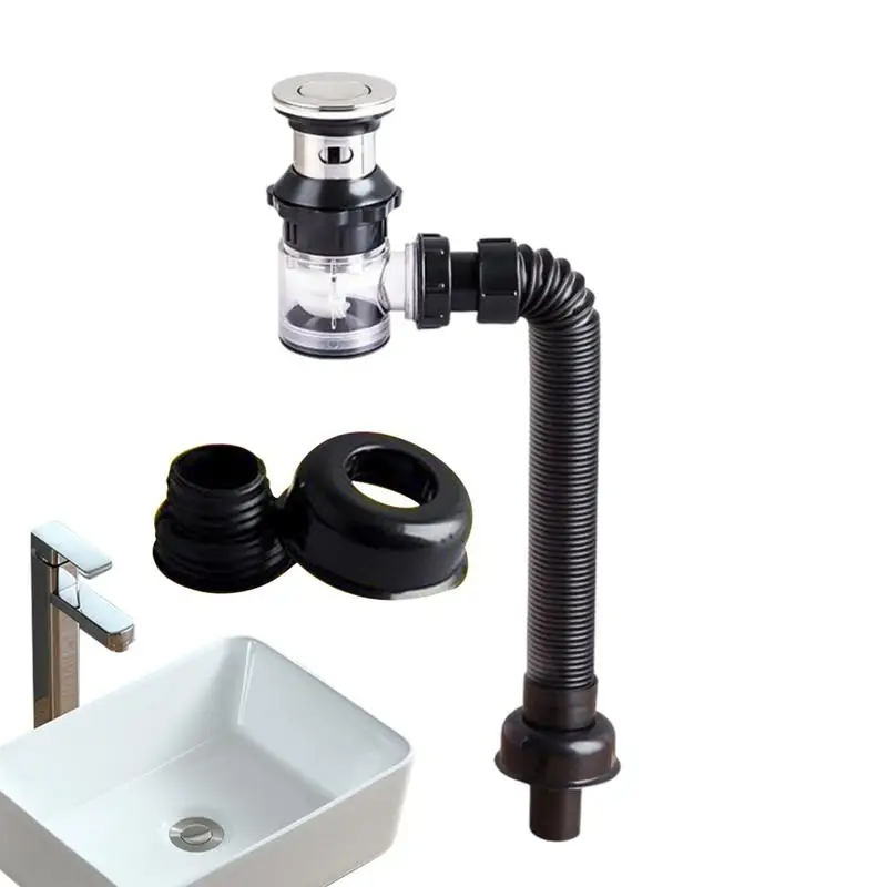 

Drain Pipe Kit For Sink Wash Basin Drain Pipe Leak-Proof For Bathroom Basin Plumbing Equipment For Face Cleaning For Kitchen