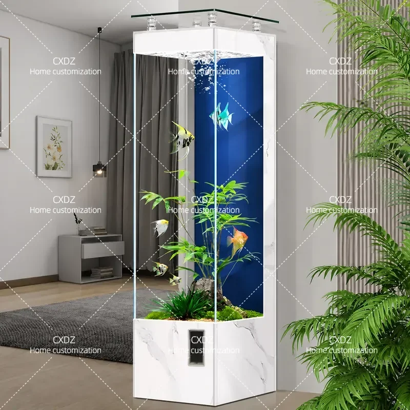 Vertical Fish Tank Partition Screen Goldfish Aquarium Living Room Home Floor Ecological Office Divider
