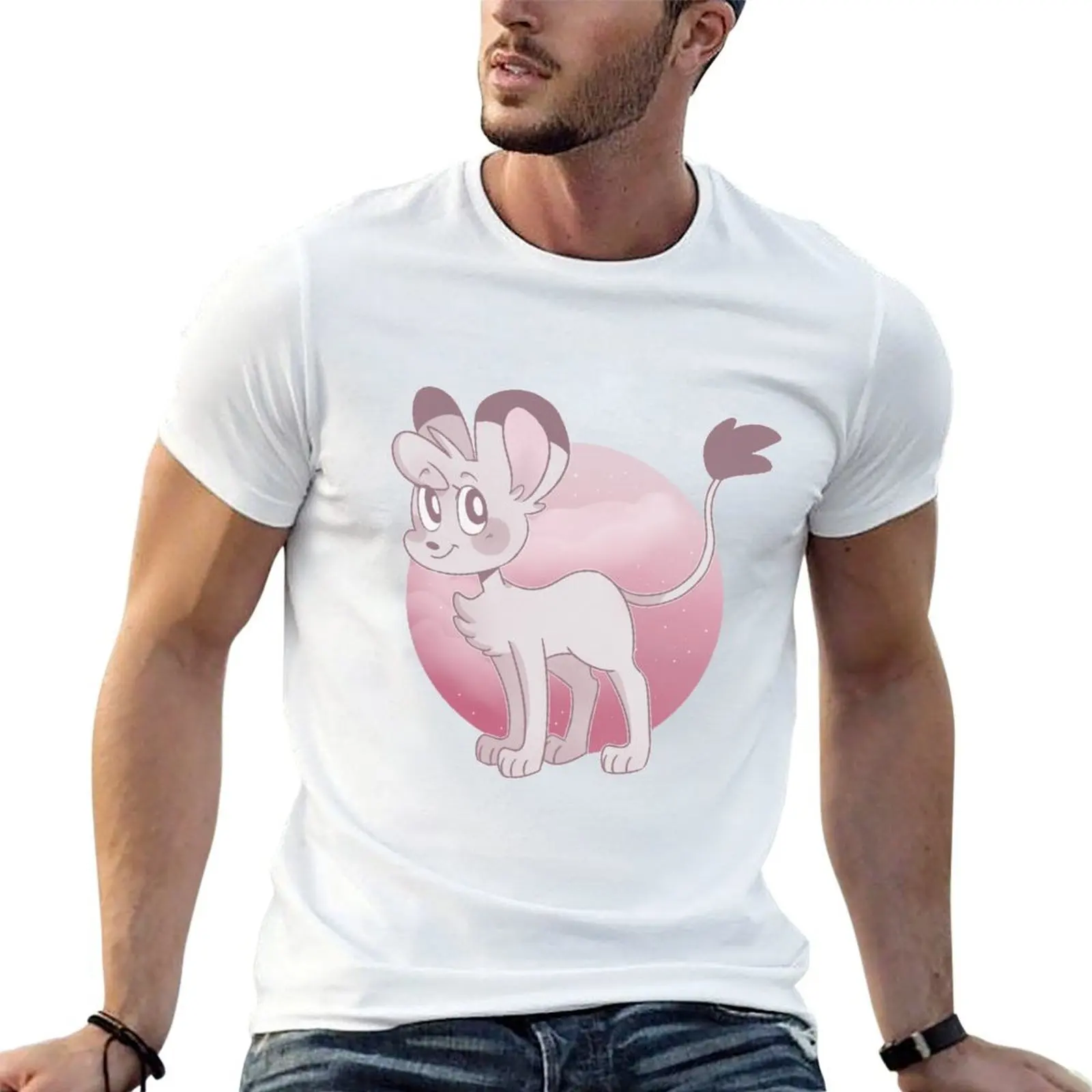 Pink kimba T-Shirt t shirt custom print man t shirt graphic man t shirts for men casual T-shirt