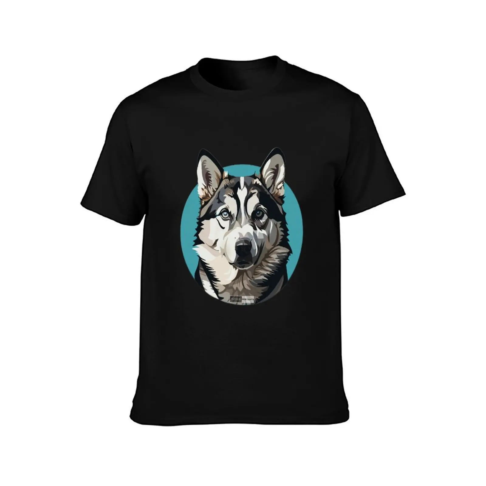 Husky Art Products T-Shirt, Summer Casual Cotton Tee, Oversized Streetwear Tops, Vintage Graphic Print, Loose Fit Short Sleeve