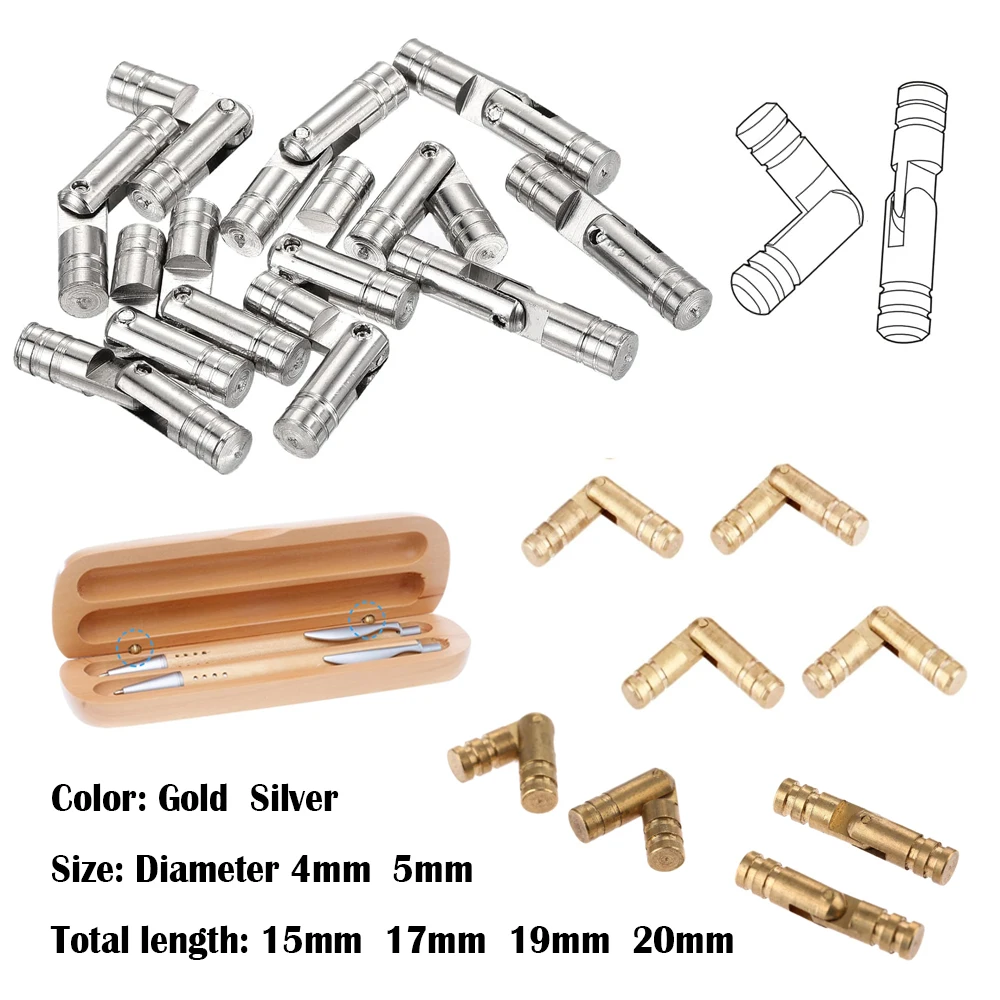 10Pcs Invisible Barrel Hinges, Brass Coppers Concealed Cabinet Hinges for Jewelry Box Furniture Hardware, Hidden Cylinder Design