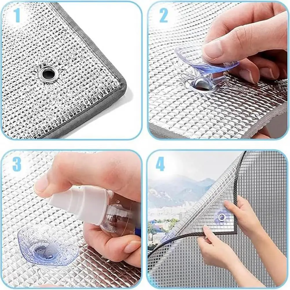 Glue-free Window Film Thermal Insulation Window Film with Suction Cups Blackout Privacy Cover for Home Car Reusable Heat Control