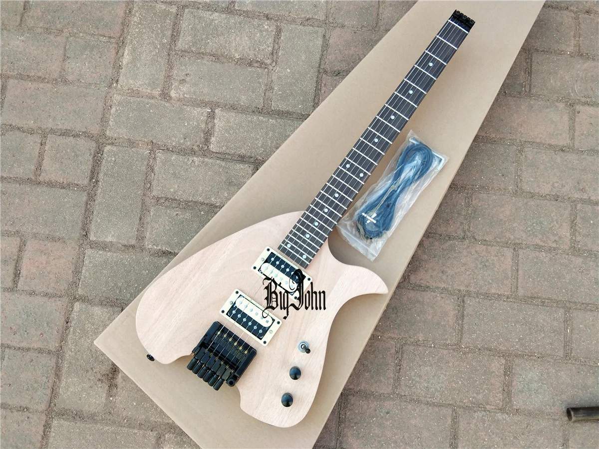 Headless Electric Guitar Body and Neck, Unpainted with Back Cover, Hardware F-3101-1