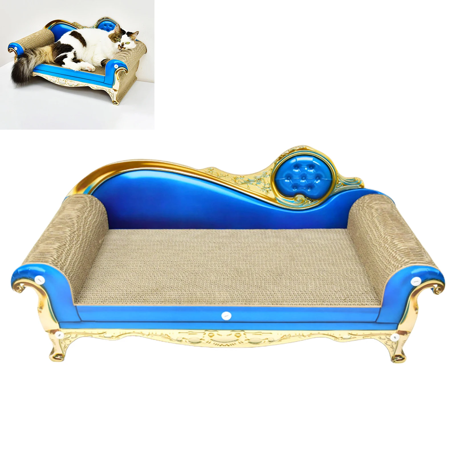 

Cat Scratcher Cardboard Couch Bed Classical Cat Lounge Bed Interactive Play Toy Gifts for Cat Owner Friends MIAO-US