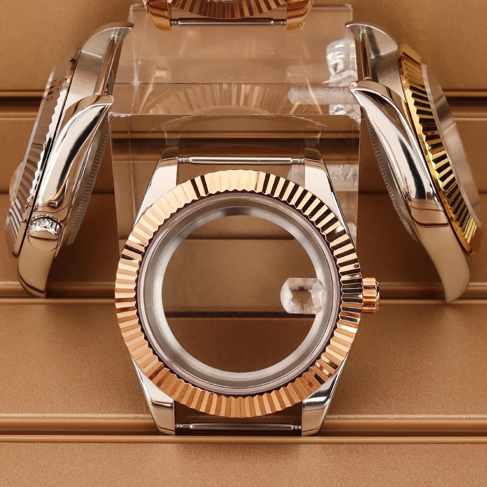 

36mm/39mm Fluted Bezel Watch Case NH35 Case Sapphire Crystal For DJ SK NH34 NH35 NH36 NH38 4R36 Miyota 8215 Movement 28.5mm Dial