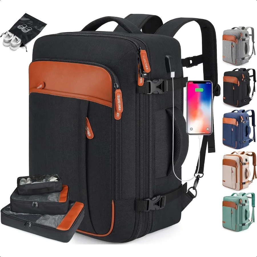

Travel Laptop Backpack42L Carry on Lage Flight Appd Expandable Backpack Busin Anti Theft Weekender Bags for Women Men Water Res