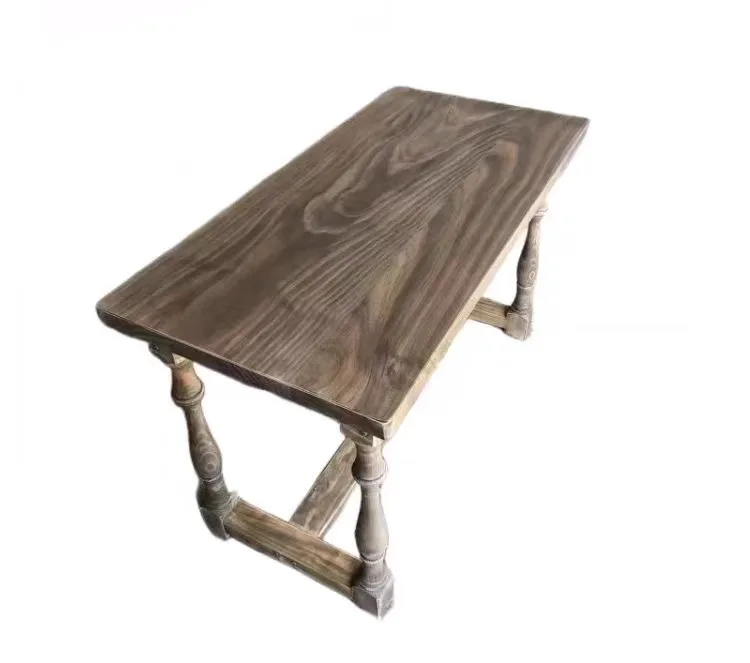 European and American solid wood large dining  log  rectangular coffee table retro old wooden table Roman column