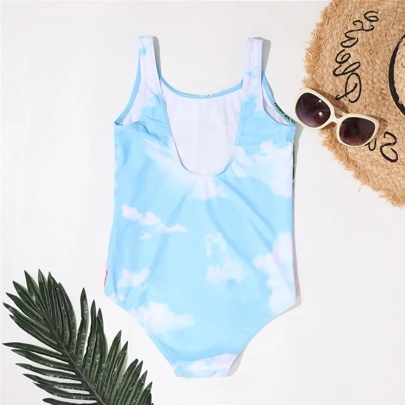 2-14Y Girls Swimsuit 2022 New One Piece Swimwear Flamingo Ruffle Style Children's Swimwear Unicorn One Piece Swimsuit for Gi