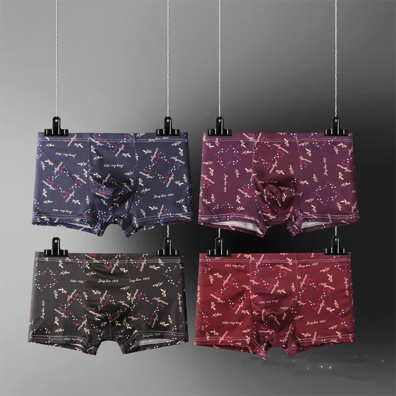 4PCS/Lot Men's Milk Silk Underwear - Trendy Bunny Print - Comfortable, Breathable, Soft - High-Quality Men's Underwear - Multipl image 6