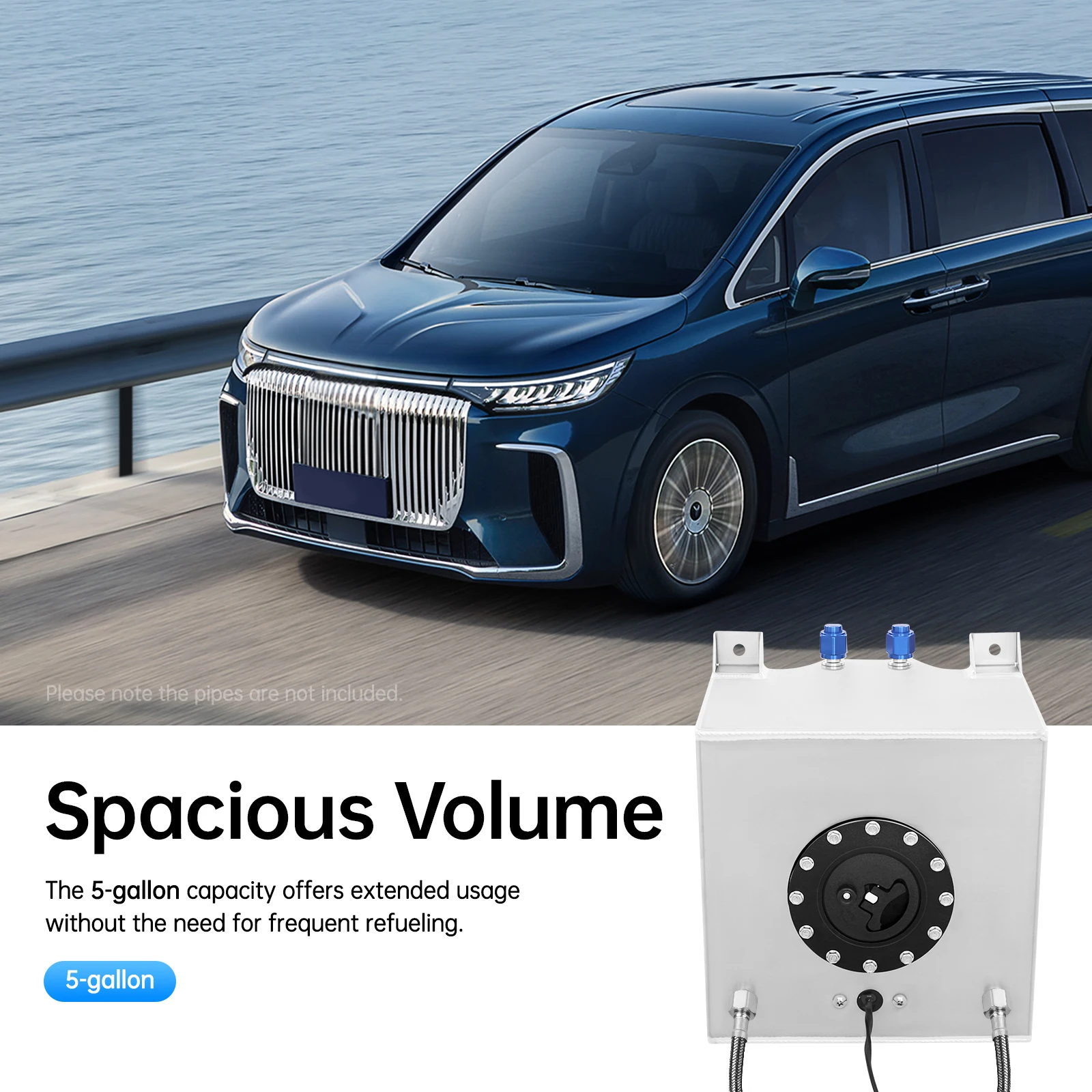 Universeller 5-Gallonen-Aluminium-Kraftstofftank, geeignet für die meisten Fahrzeuge wie Hot Rods, Straßenfahrzeuge, LKWs und Geländewagen. – Detail 1
