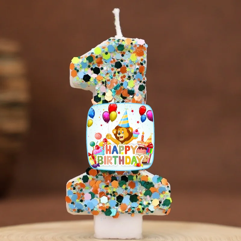 Happy Birthday Cake Topper Decorated Digital Lion Animal Candle Children's Delicate 0-9 Number Candle Party Decor Gift Boy Girl - view 3