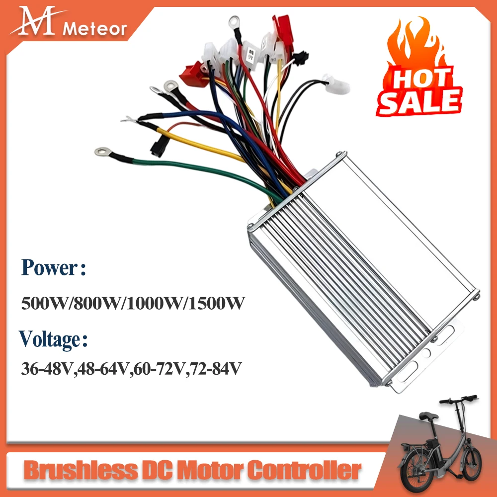 Meteor 36V 48V 64V 72V 500W 800W 1000W 1500W Brushless Dual Mode Sine Wave Controller Scooter Electric Bicycle Motor Controller