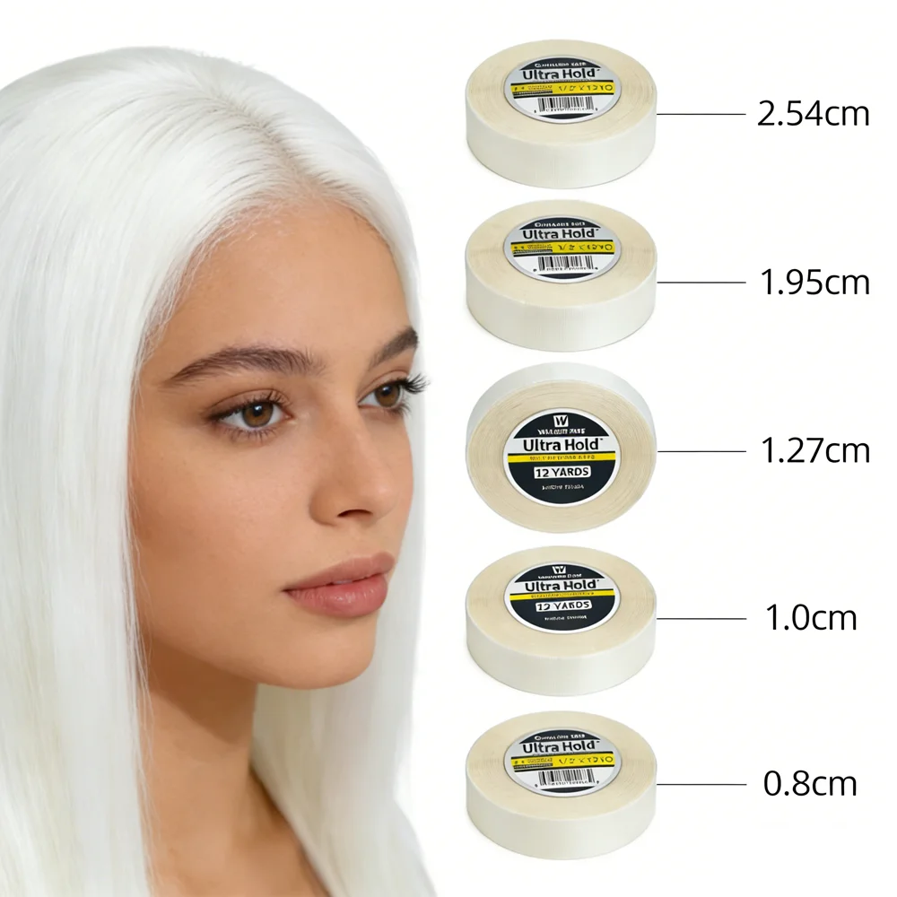 Лента для париков Ultra Hold, белая, двусторонняя, водонепроницаемая, шириной 0.8/1.0/1.27 см, 12 ярдов, для крепления кружевным парикам и накладных волос.