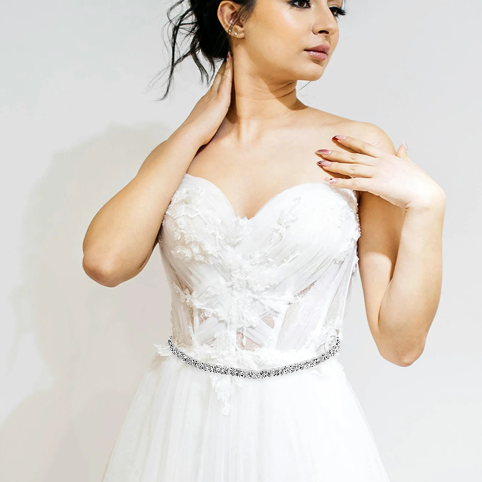 

2Pcs Pearl Rhinestone Bridal Belt Handsewn Wedding Waist Sash Elegant Accessories for Bride Formal Dress Bridal Belt