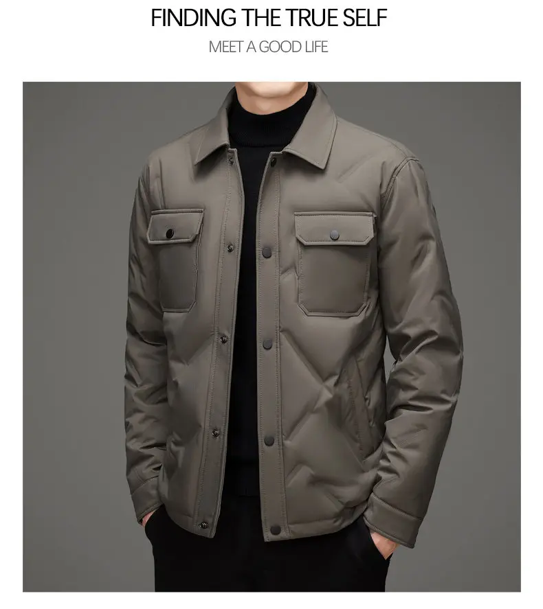 Men's 50% White Duck Down down coat 2026 winter turndown collar warm Down Jackets men fashion light and thin Jacket M-4XL