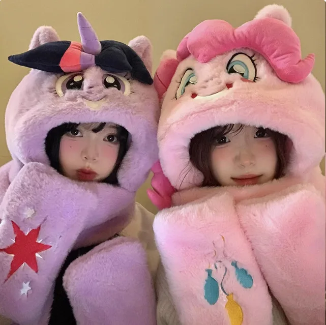 

Miniso autumn and winter little pony plush hat for women cute hat scarf thickened warm ear protection Lei Feng hat