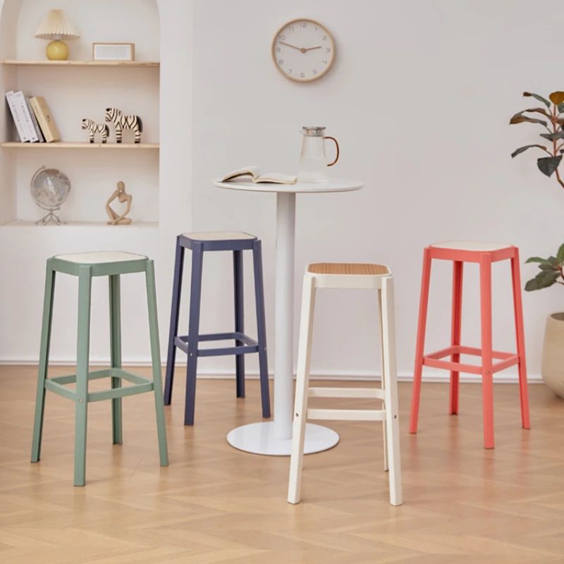 Nordic Style Plastic High Stool Creative Kitchen Living Room Bar Chair To Discuss The Modern Milk Tea Shop Island Bar Stool