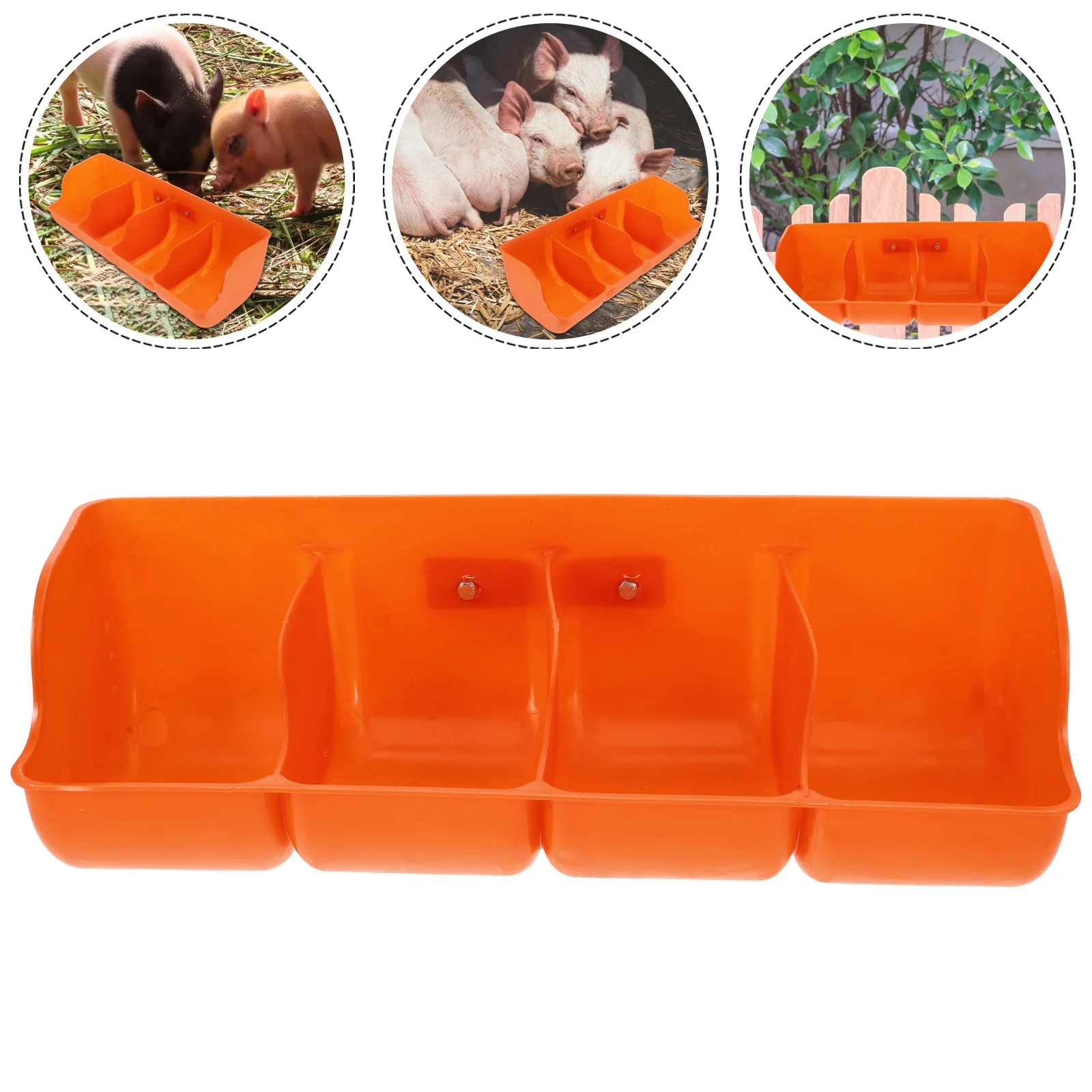 

Durable Multi-Compartments Pig Feeder Mountable Livestock Trough Practical Design Farmhouse Supply Pig Feeder Feed Trough Bucket