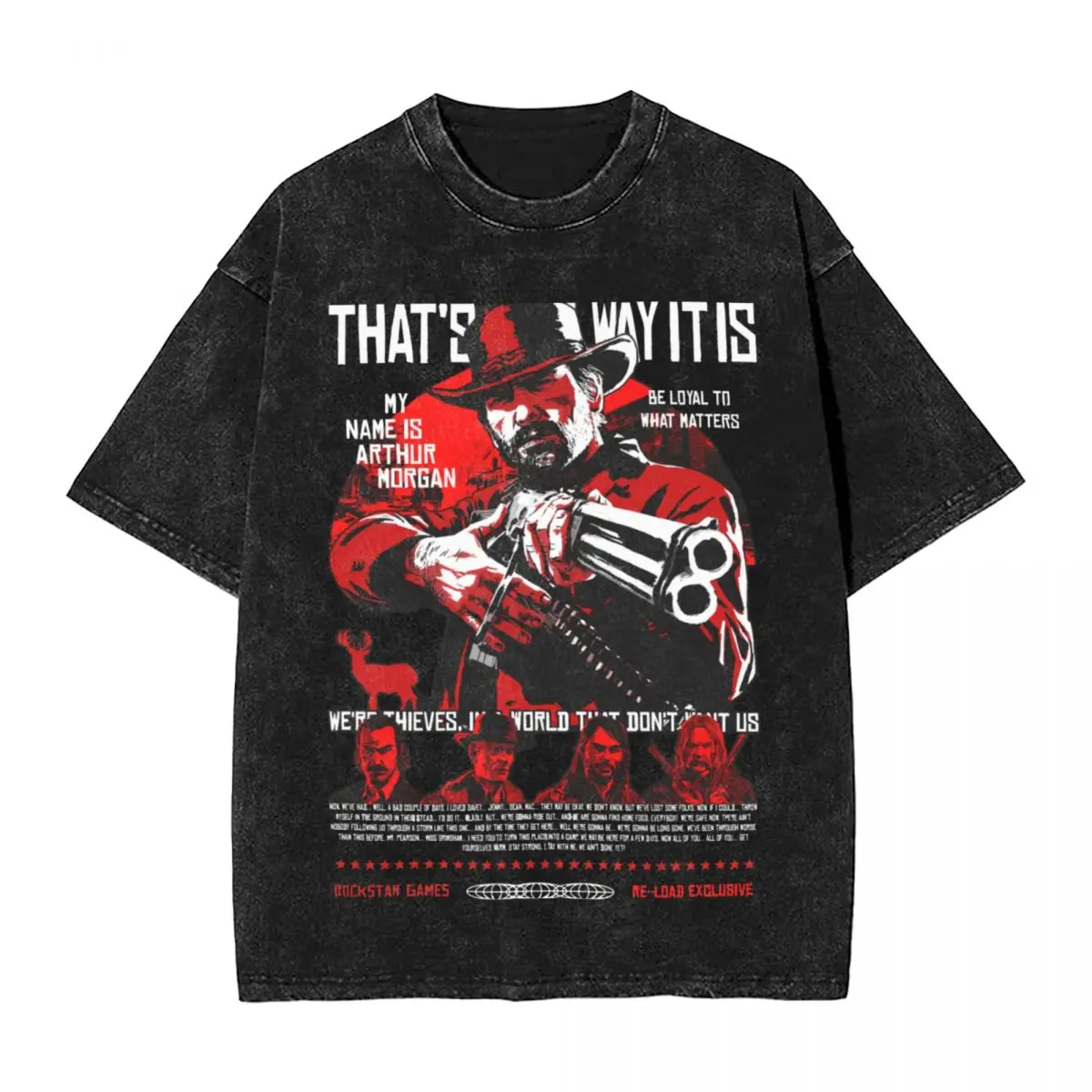 Vintage Red Dead Redemption Casual Street Summer Print Women's Tshirt Unisex Tee Top Men's Cotton Short Sleeve Washed T Shirt